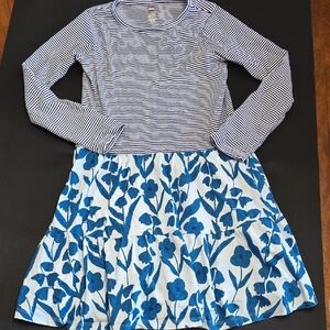 Tea Collection Girls 10 Blue Striped and Floral Dress
